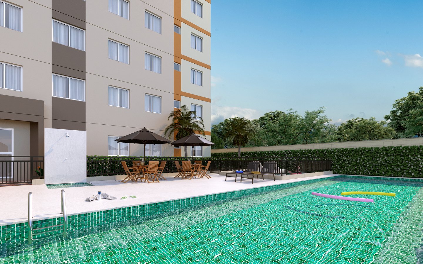 Área da Piscina com Deck Molhado